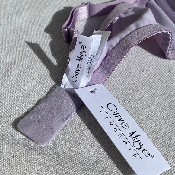 Curve Muse Lingerie Lace Bra Wired Lilac Sz 36C Unlined Sheer Floral Bow Smooth - Picture 7 of 9